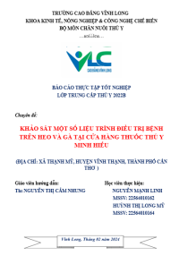 Image of KHẢO SÁT MỘT SỐ LIỆU TRÌNH ĐIỀU TRỊ BỆNH TRÊN HEO VÀ GÀ TẠI CỬA HÀNG THUỐC THÚ Y MINH HIẾU